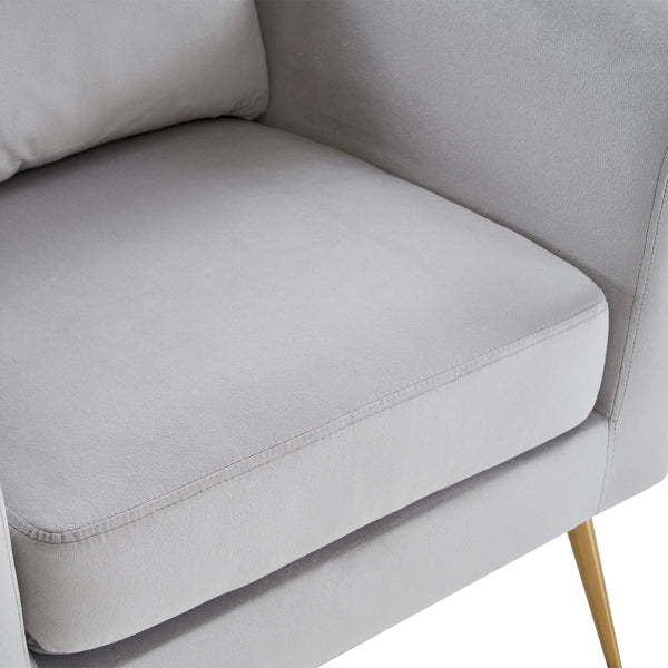 Half Disassembled Single Chair With Gold Feet And Pedals Flannelette Indoor Leisure Chair Light Gray