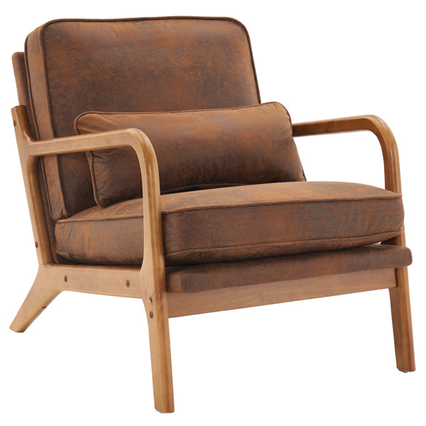 Oak Armrest Upholstered Single Lounge Chair