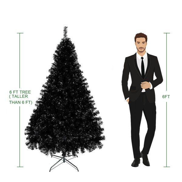 6ft 1600 Branches PVC Christmas Tree Black