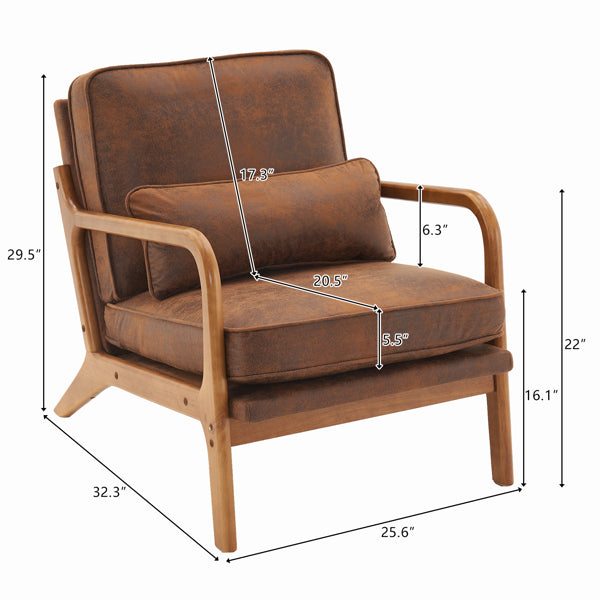 Oak Armrest Upholstered Single Lounge Chair