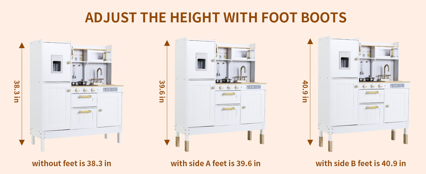 Play Kitchen for Kids, Cooking Playset w/Realistic Light & Sound