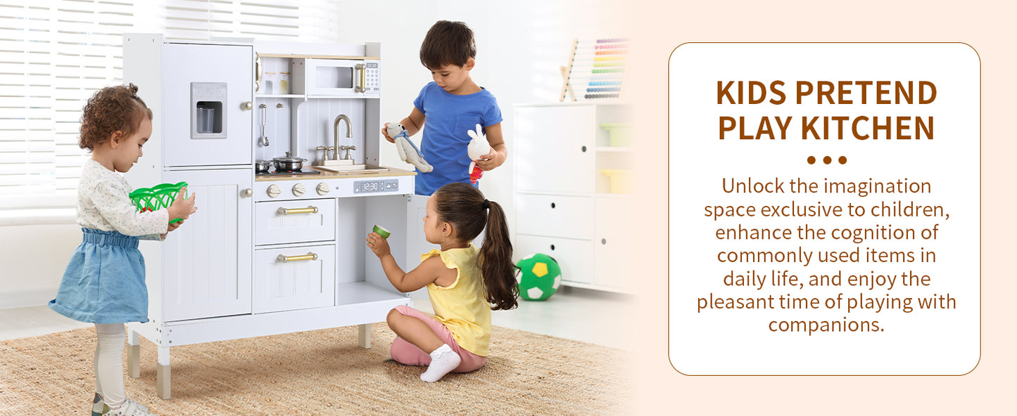 Play Kitchen for Kids, Cooking Playset w/Realistic Light & Sound