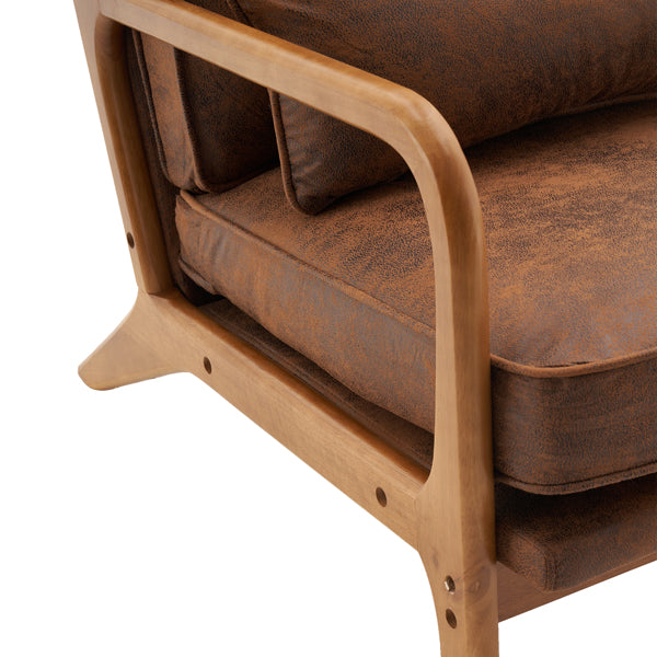 Oak Armrest Upholstered Single Lounge Chair