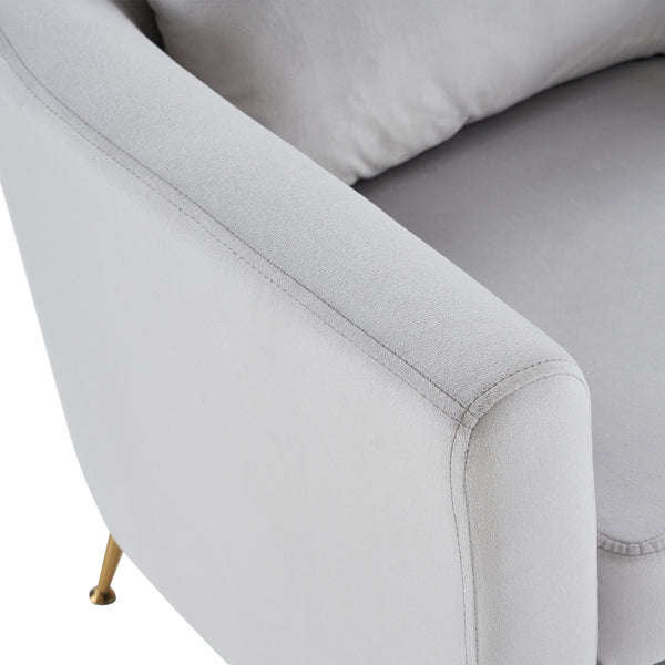 Half Disassembled Single Chair With Gold Feet And Pedals Flannelette Indoor Leisure Chair Light Gray