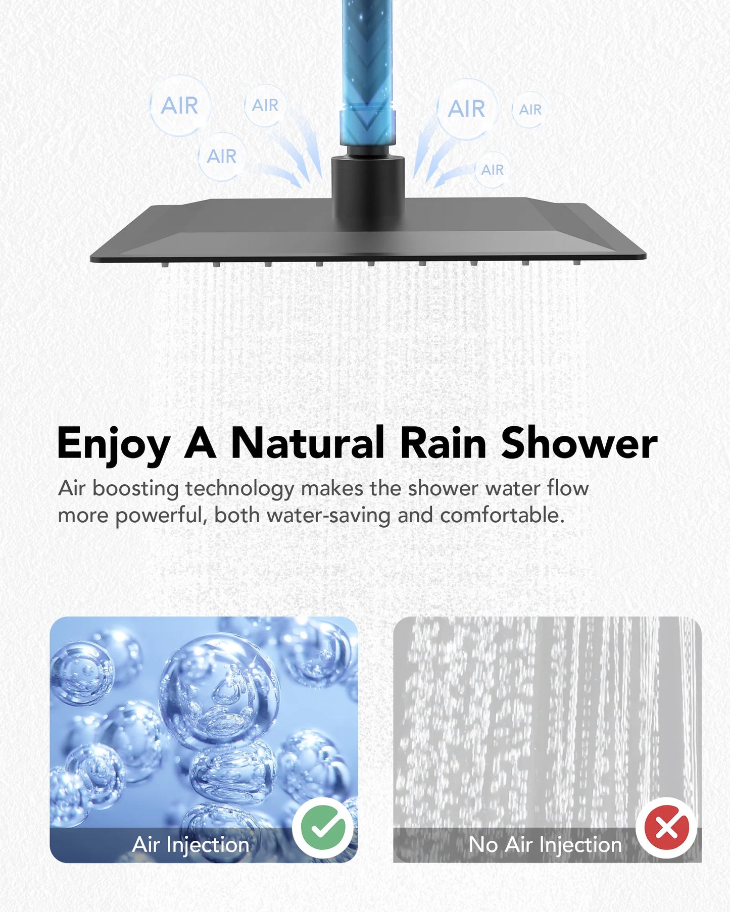 8 in. Wall Mount Shower Head Bathroom Shower System Faucet Set with Handheld Spray 6-Body Jets