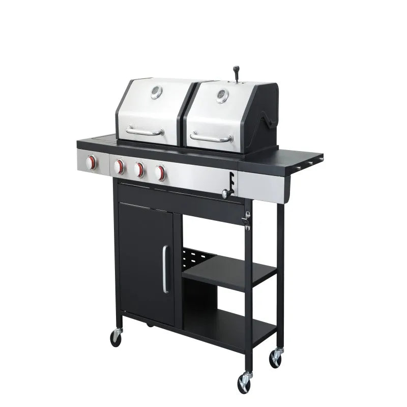 3-Burner Propane Gas BBQ combined with charcoal grill