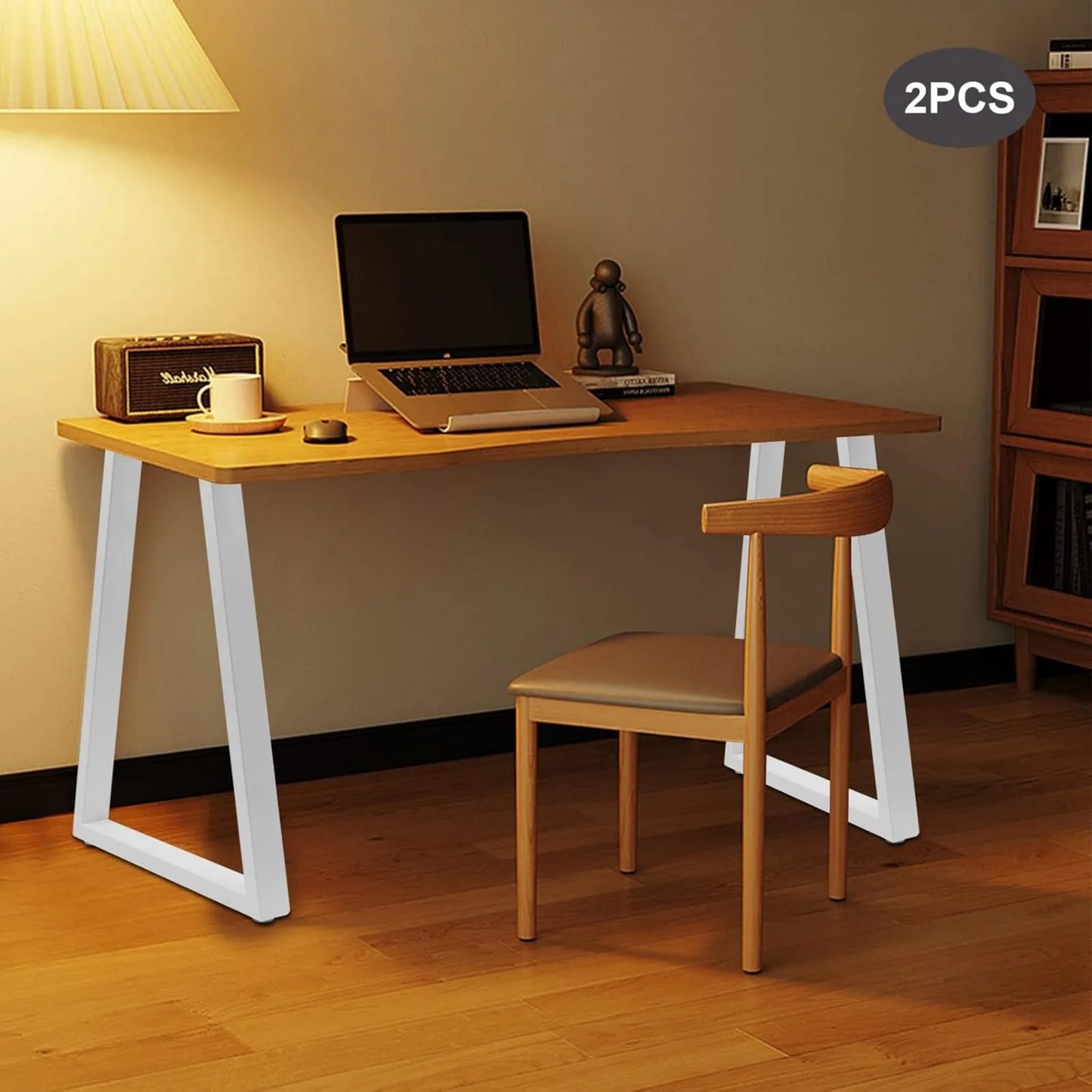 28Inch White Metal Table Legs, 2pcs Trapezoidal Table