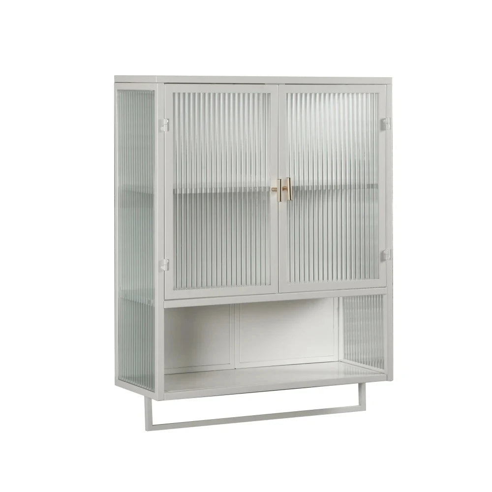 23.62" Modern Two-door Wall Cabinet with Glass Doors,