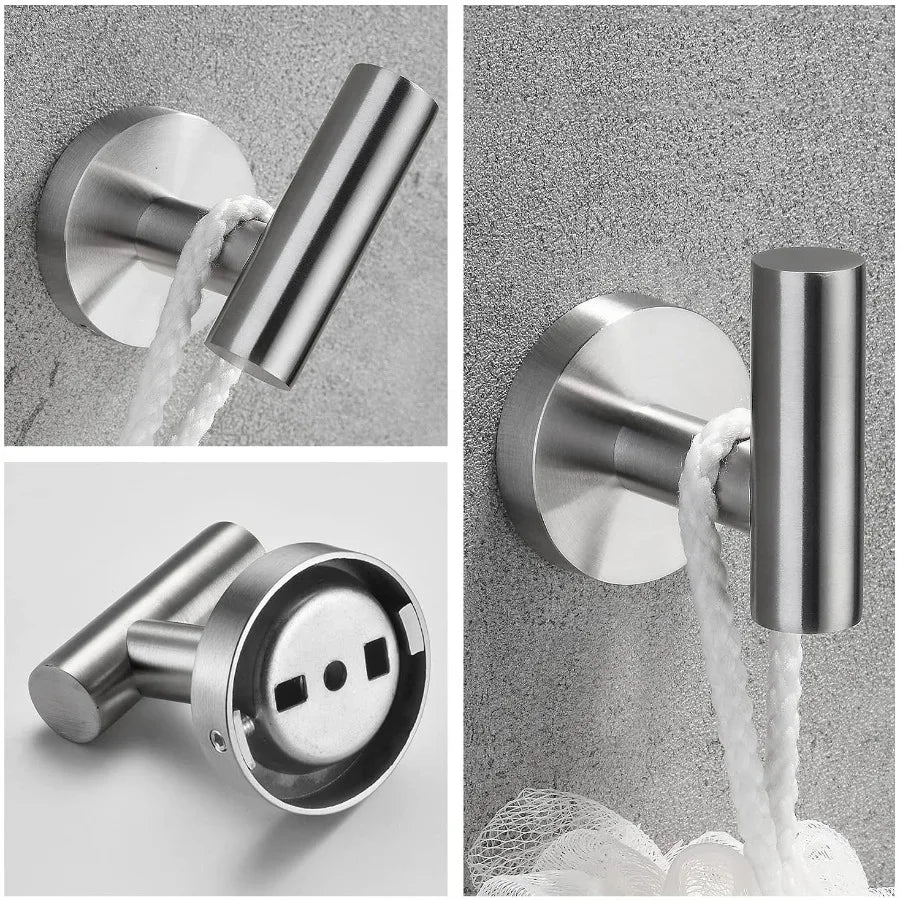 3Piece Bathroom Hardware Set with Toilet Paper Holder Towel Ring Adjustable Towel Bar