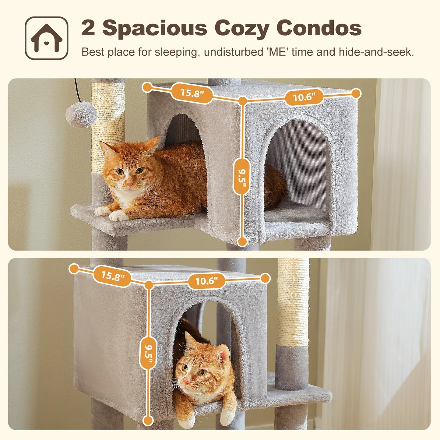 Cat Tree Tower with 4 Natural Sisal Scratching Posts