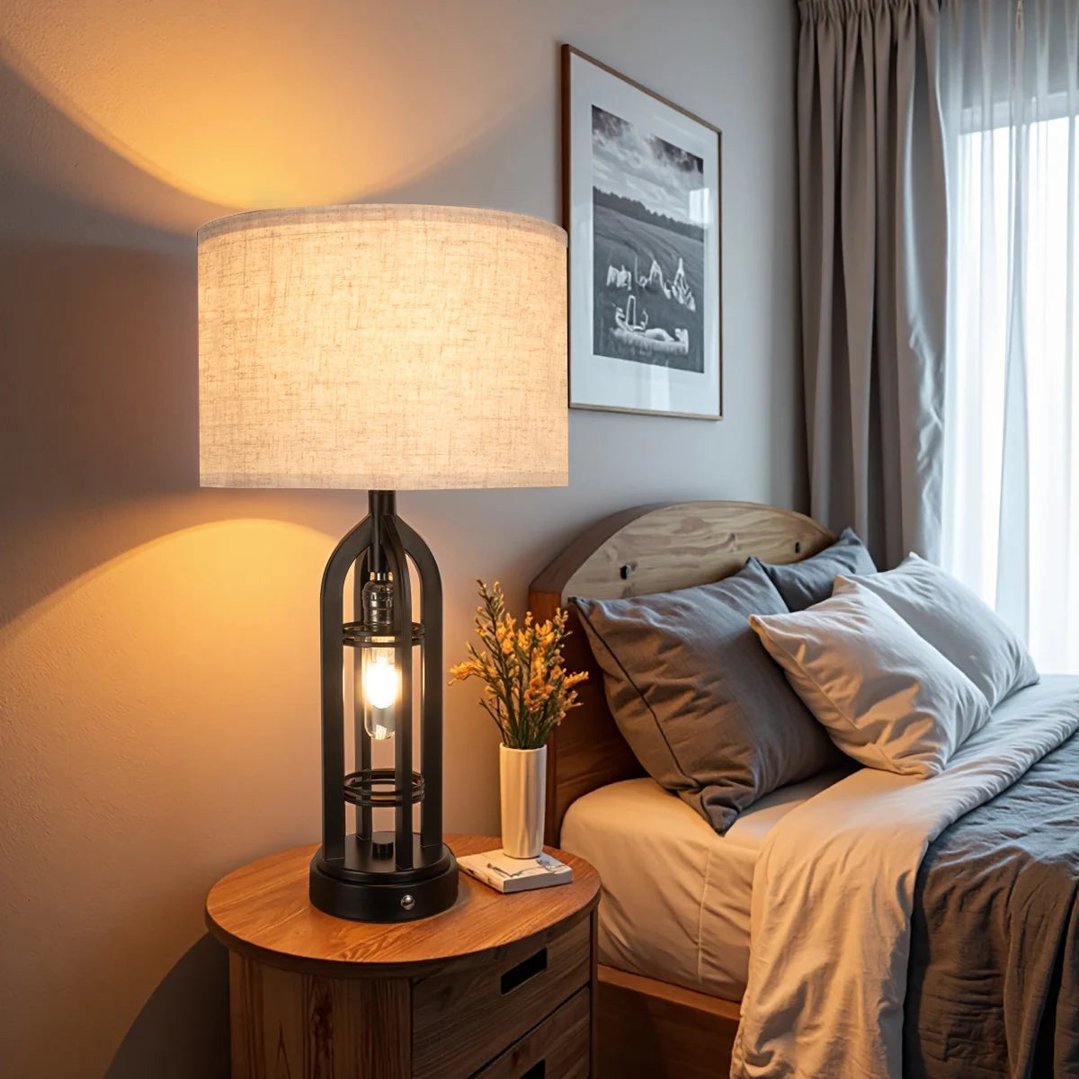 Industrial Retro Desk Lamp Night Light,3 Colors, Adjustable,