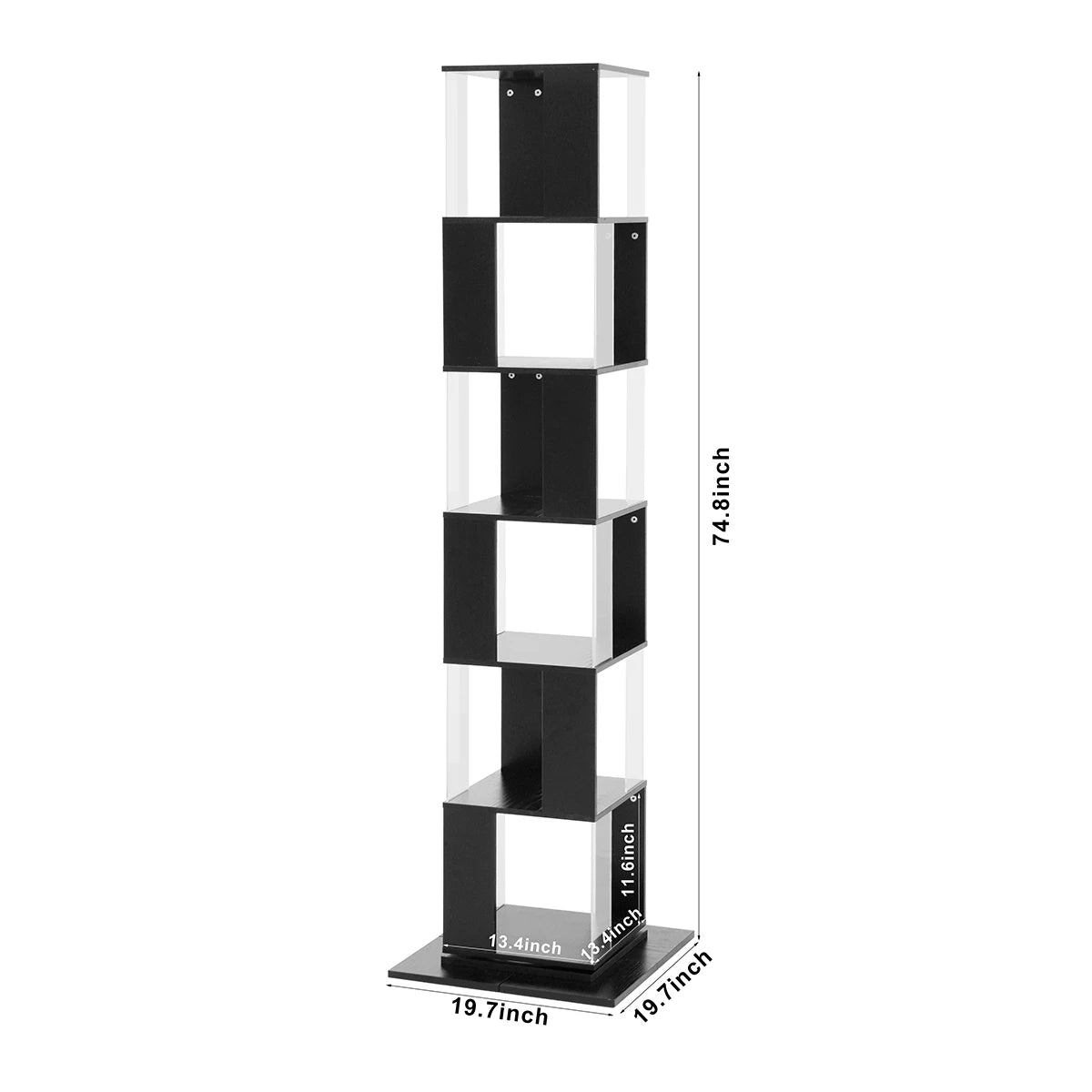 Bookshelf Tower, Floor Standing Wood Narrow Organizer