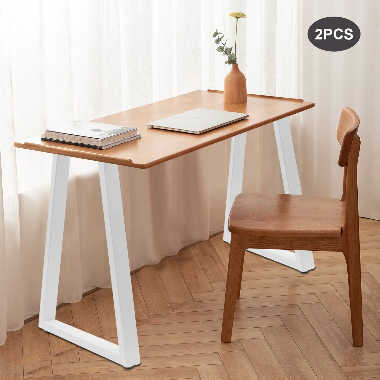 28Inch White Metal Table Legs, 2pcs Trapezoidal Table