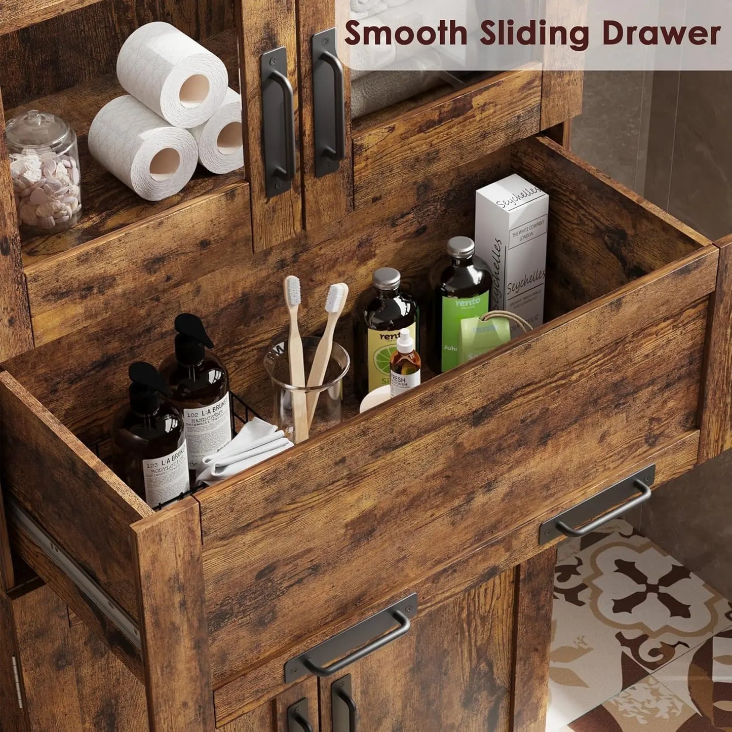 67" Tall Bathroom Storage Cabinet and Tall Cabinet for Living Room