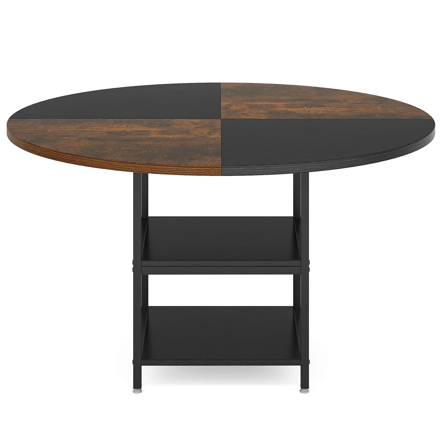 Tribesigns 47 inch Round Dining Table for 4, Wood Kitchen Table Large Dinner Table with Storage Shelf for Home Dining Room