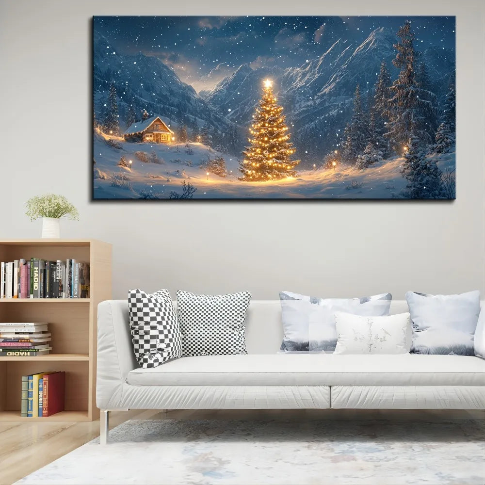 Christmas tree view in the bright night scene,