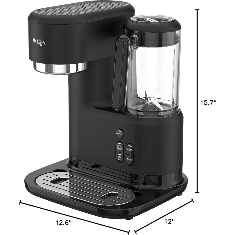Mr. Coffee 3-in-1 Single-Serve Iced and Hot Coffee/Tea Maker with Blender with Reusable Filter, Scoop, 2 Tumblers, Straws, Black