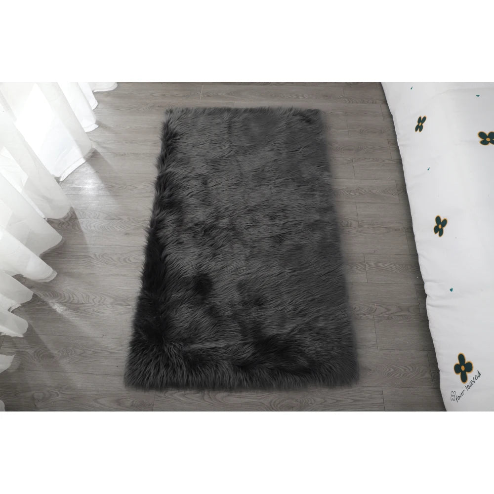 Faux Fur Sheepskin Area Rug Bedroom Blanket Living Room