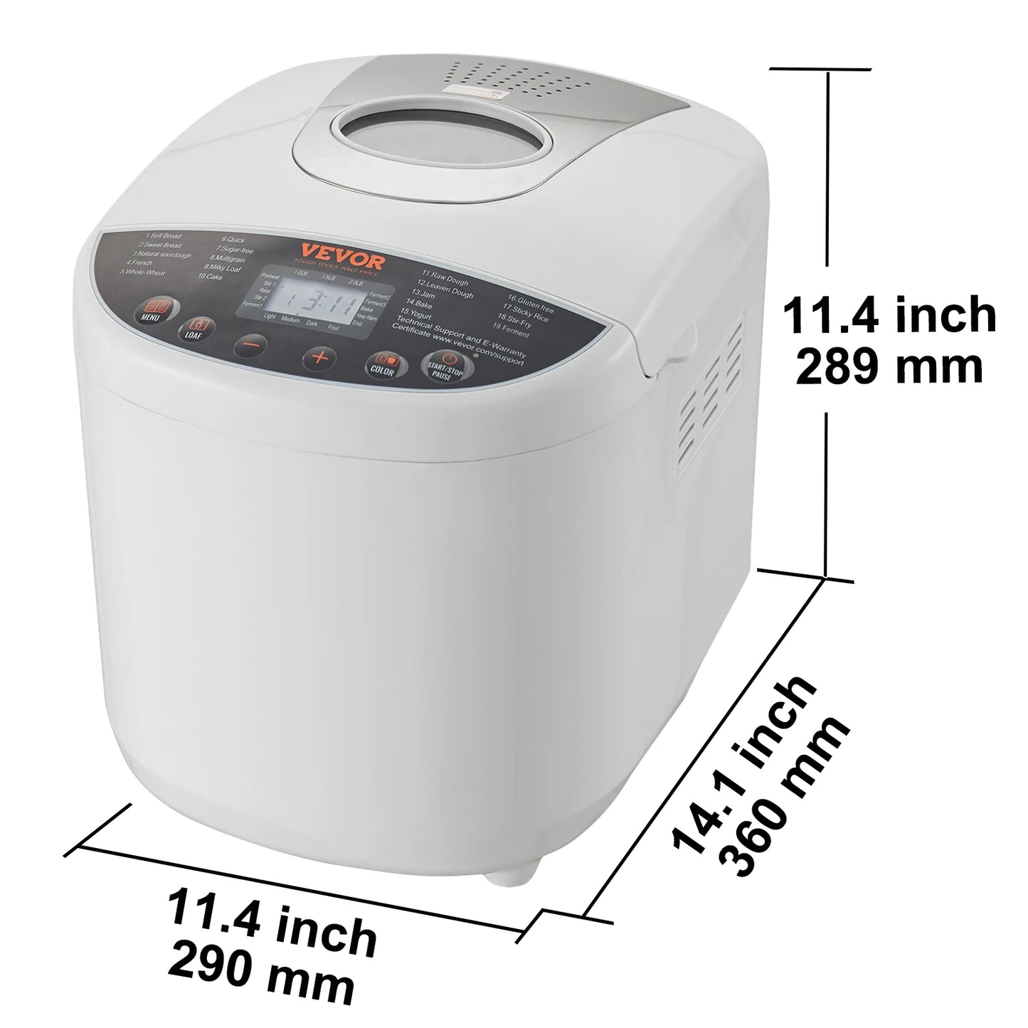 Bread Maker 15-in-1 Dough Machine Nonstick Ceramic Pan Automatic Bread maker with Gluten Free Setting