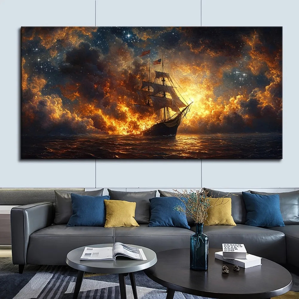 1.5 inch thick pine solid wood frame, battleship poster