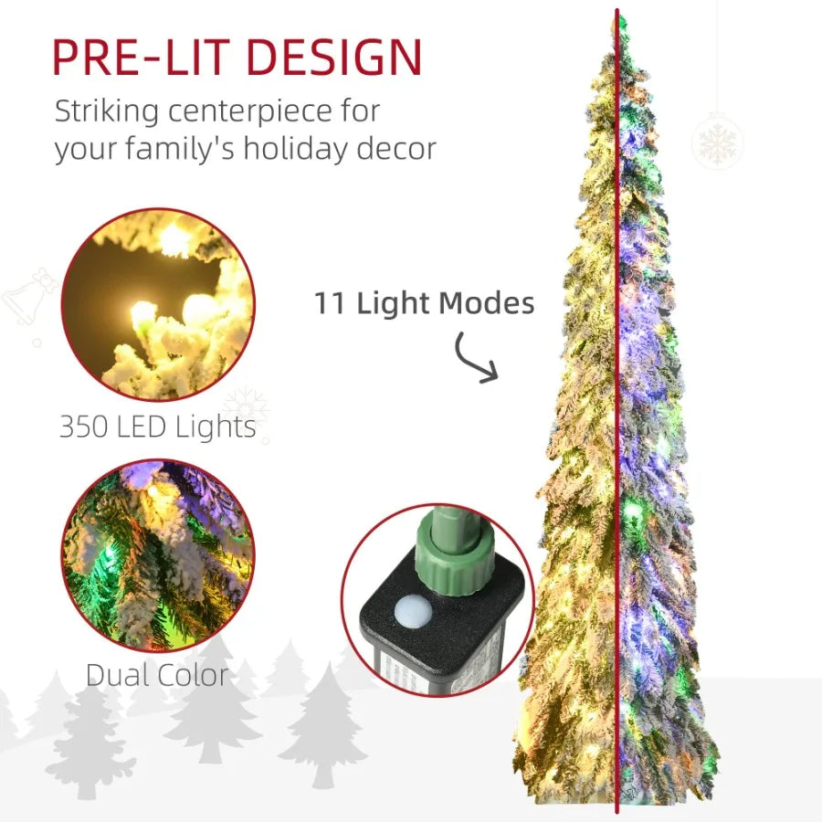 7ft Tall Prelit Pencil Artificial Christmas Tree