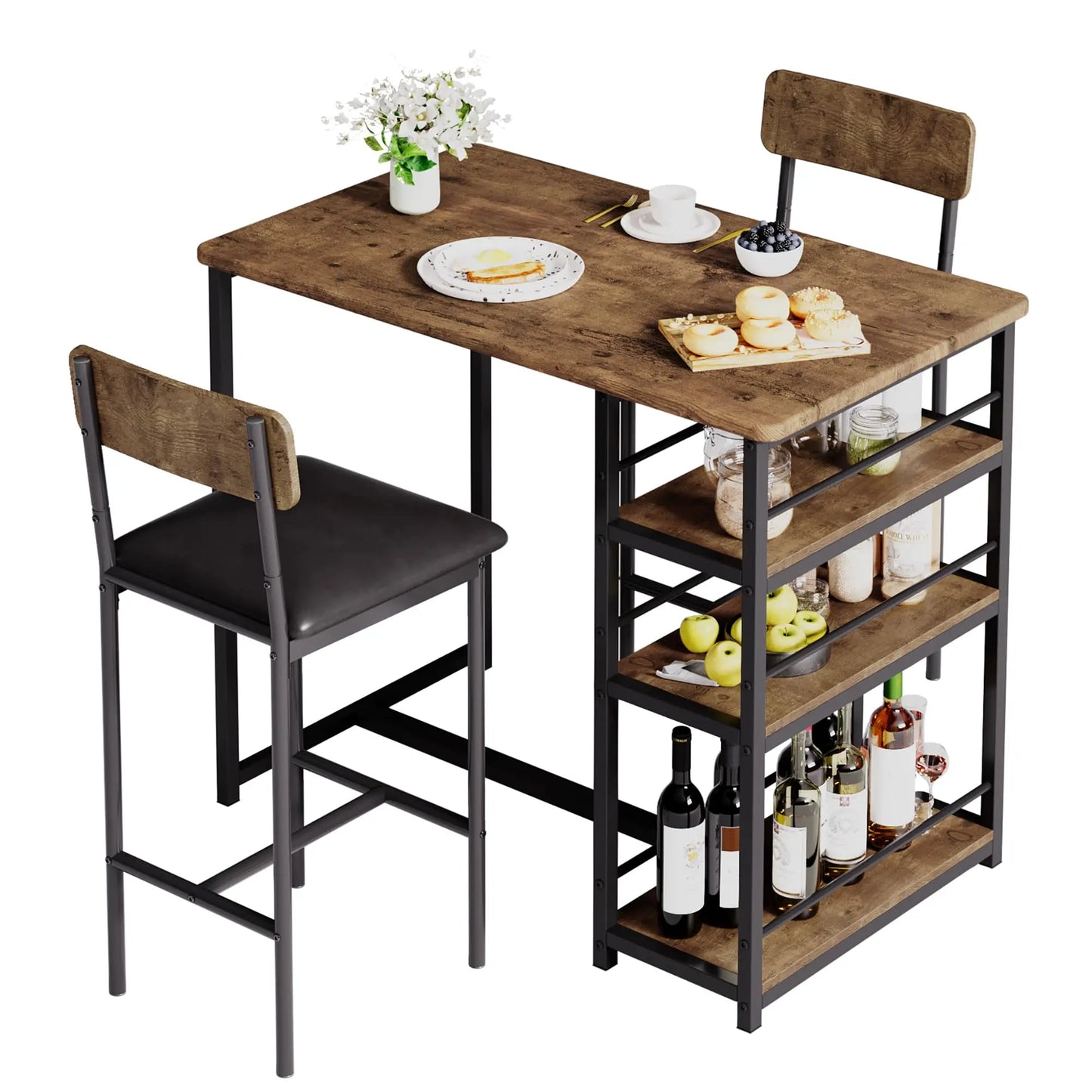 Narrow bar table, bar stool with 2 stools,