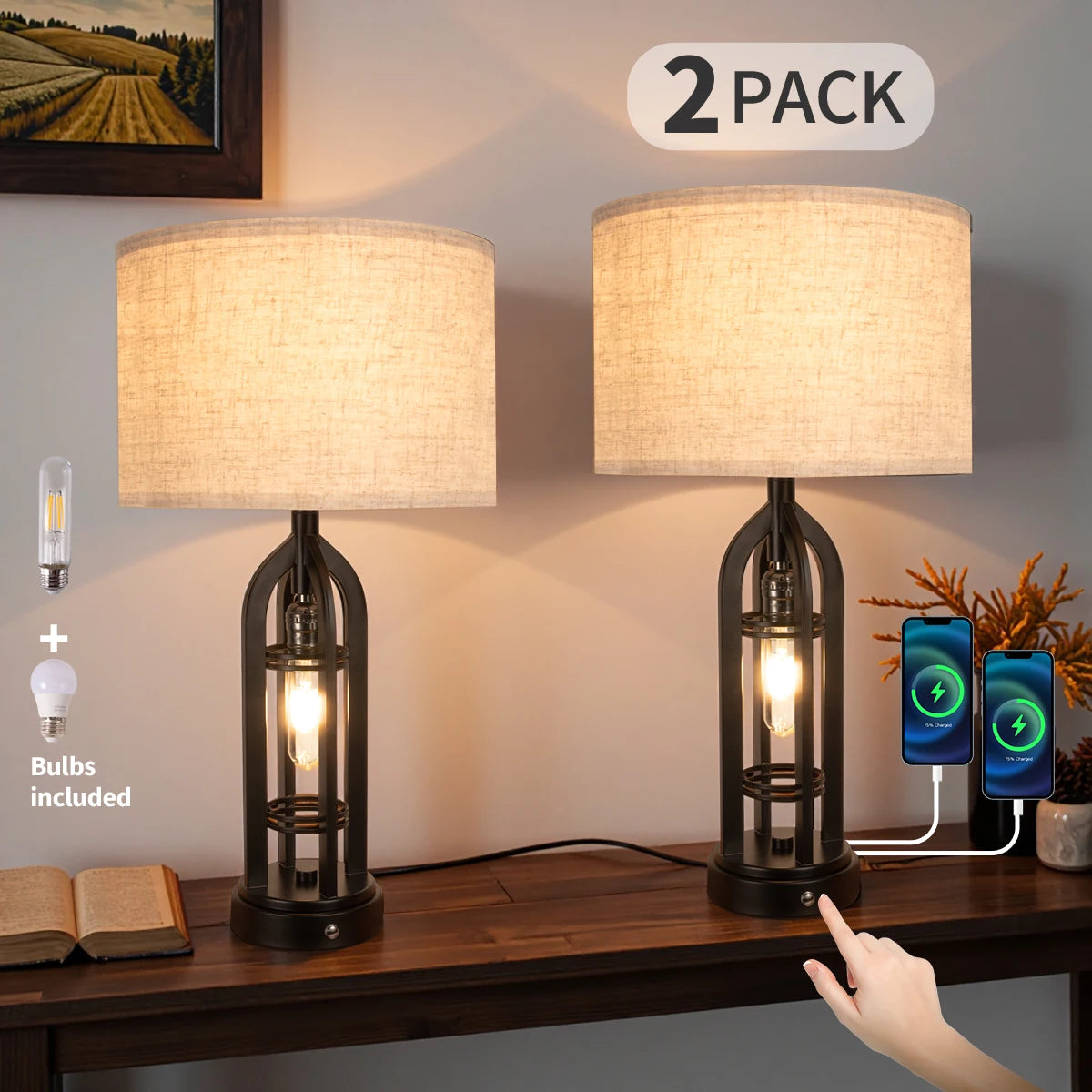 Industrial Retro Desk Lamp Night Light,3 Colors, Adjustable,