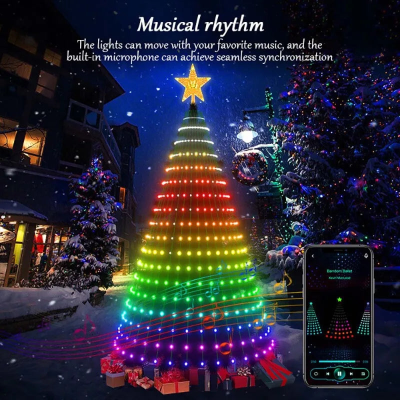 5Ft Smart Christmas Tree Lights - 400 LEDs with Remote & App Control - Music Sync, 11Modes - Green Wire, Suitable for
