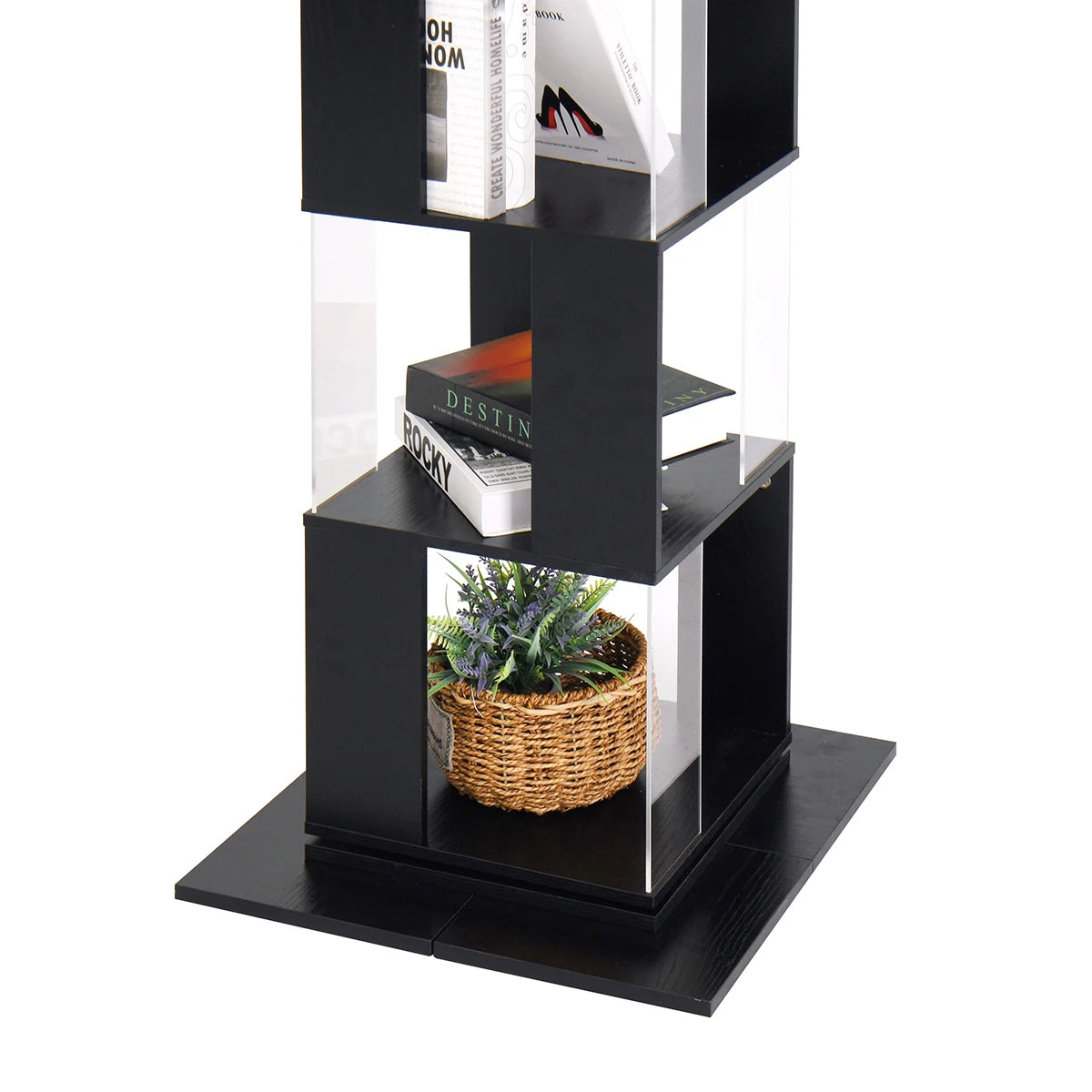 Bookshelf Tower, Floor Standing Wood Narrow Organizer
