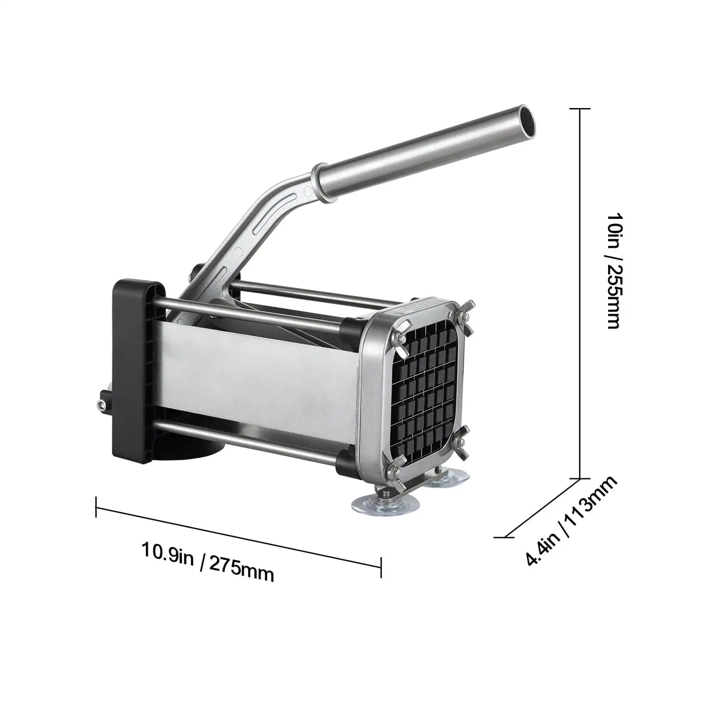 Potato Dicer, French Fries Maker with 1/2 Inch Durable Stainless Steel Knife, Manual Vegetable Chopper with Suction Cup