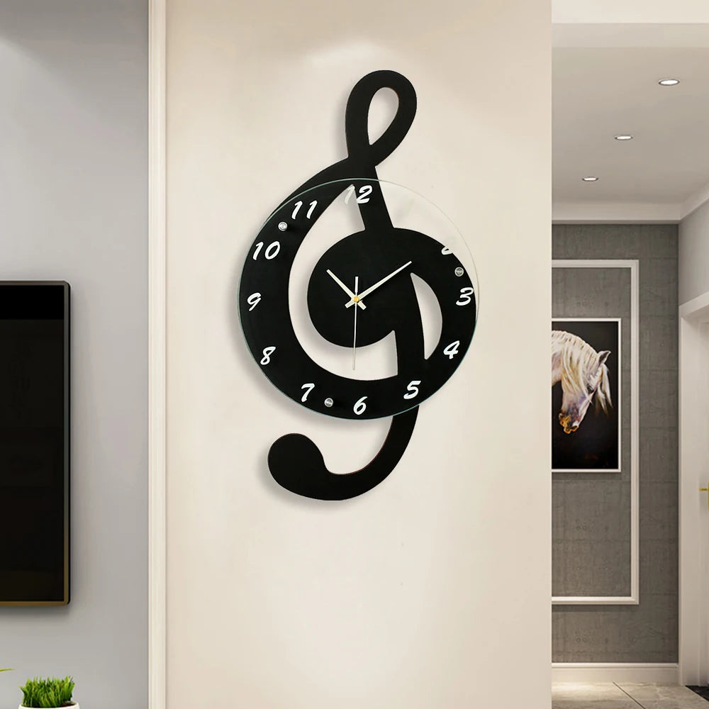 Durable Stylish Musical Note Wall Clock, Silent Non-Ticking, Battery Operated,