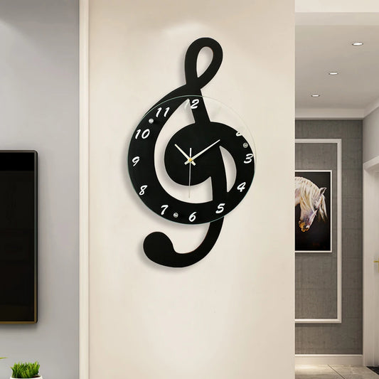 Durable Stylish Musical Note Wall Clock, Silent Non-Ticking, Battery Operated,
