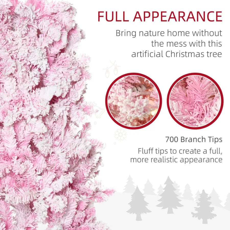 7.5ft Prelit Snow Flocked Artificial Christmas Tree