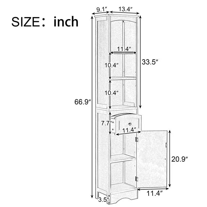 Freestanding Tall Bathroom Storage Cabinet, MDF with Drawer, Adjustable Shelf, Grey Finish