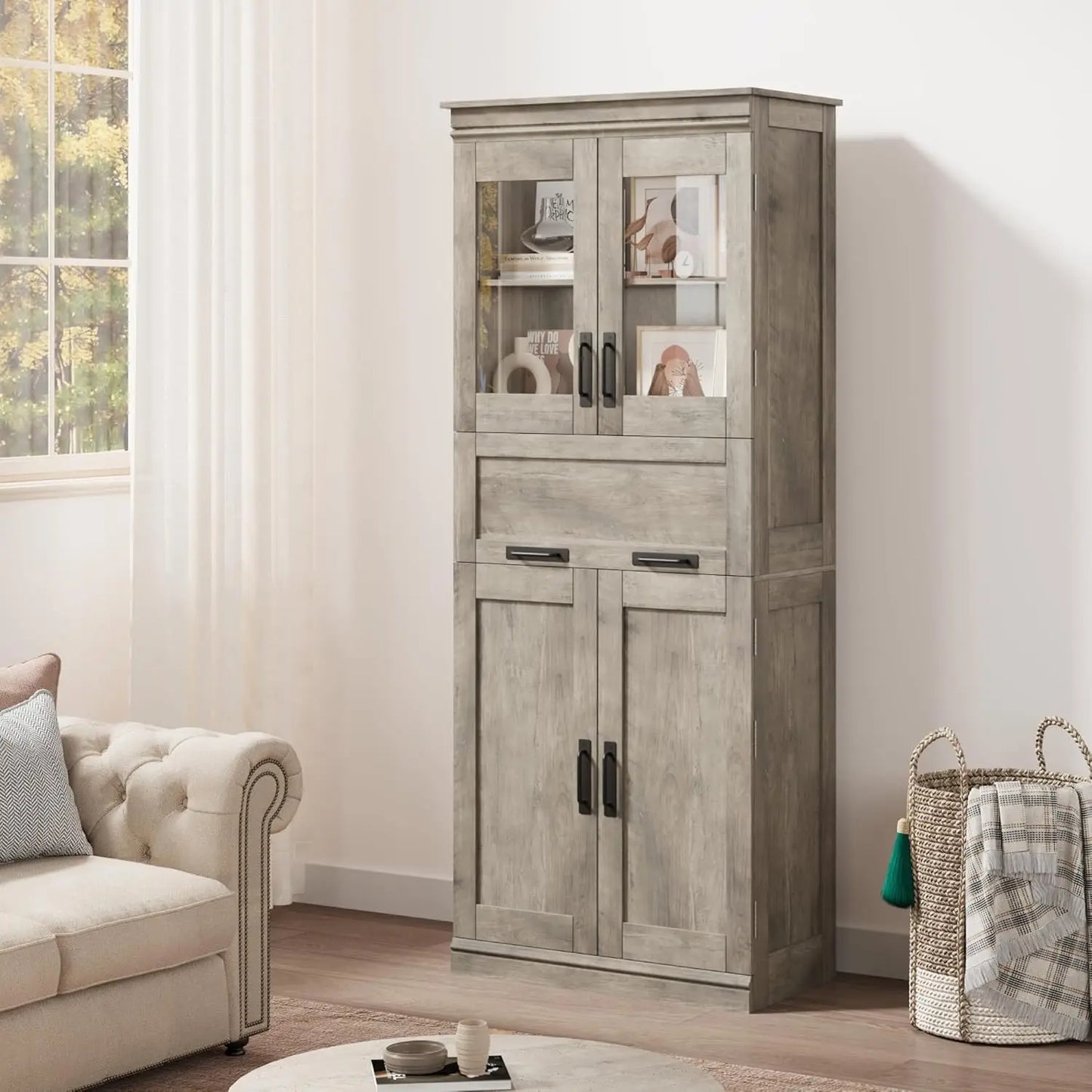 67" Tall Bathroom Storage Cabinet and Tall Cabinet for Living Room