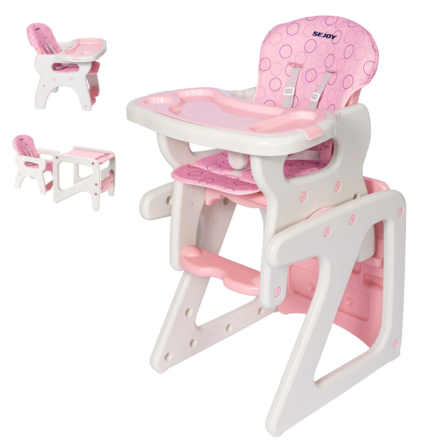 Baby High Chair Foldable  &  2-in-1 with Table Footrest,