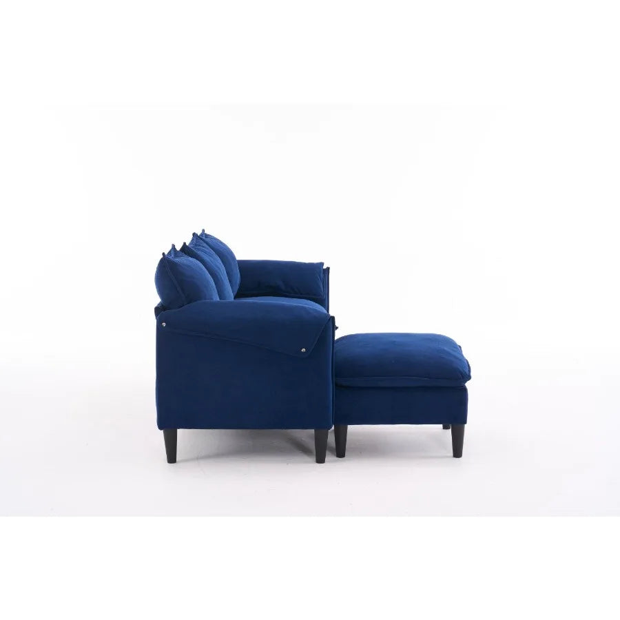 Convertible Combination Sofa L Shaped Sofa with Footstool