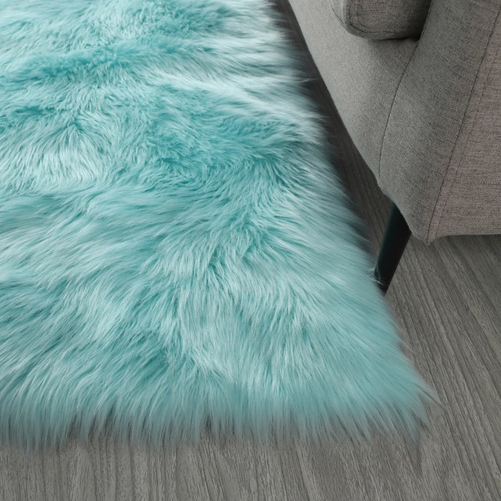 Faux Fur Sheepskin Area Rug Bedroom Blanket Living Room