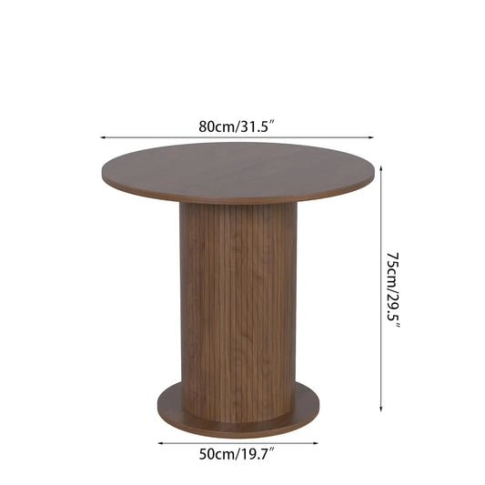 Round Dining Table for 2, Modern Farmhouse Kitchen Table, Small Circle Dining Tables with Wood Strip Base, Customized