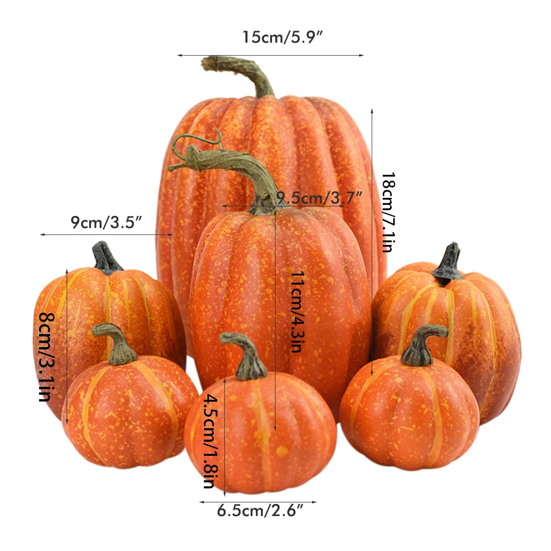 7pcs Fake Pumpkins Simulation Pumpkin Model Artificial Pumpkin Decoration Home Table Decor for Thanksgiving and Halloween