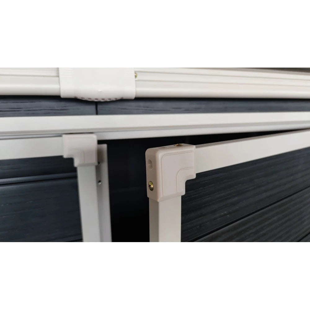 8x6ft Outdoor Resin Garden Shed with Floor and 2 Windows, Plastic Patio Outdoor Storage Shed with Lockable Door for Garden Tools