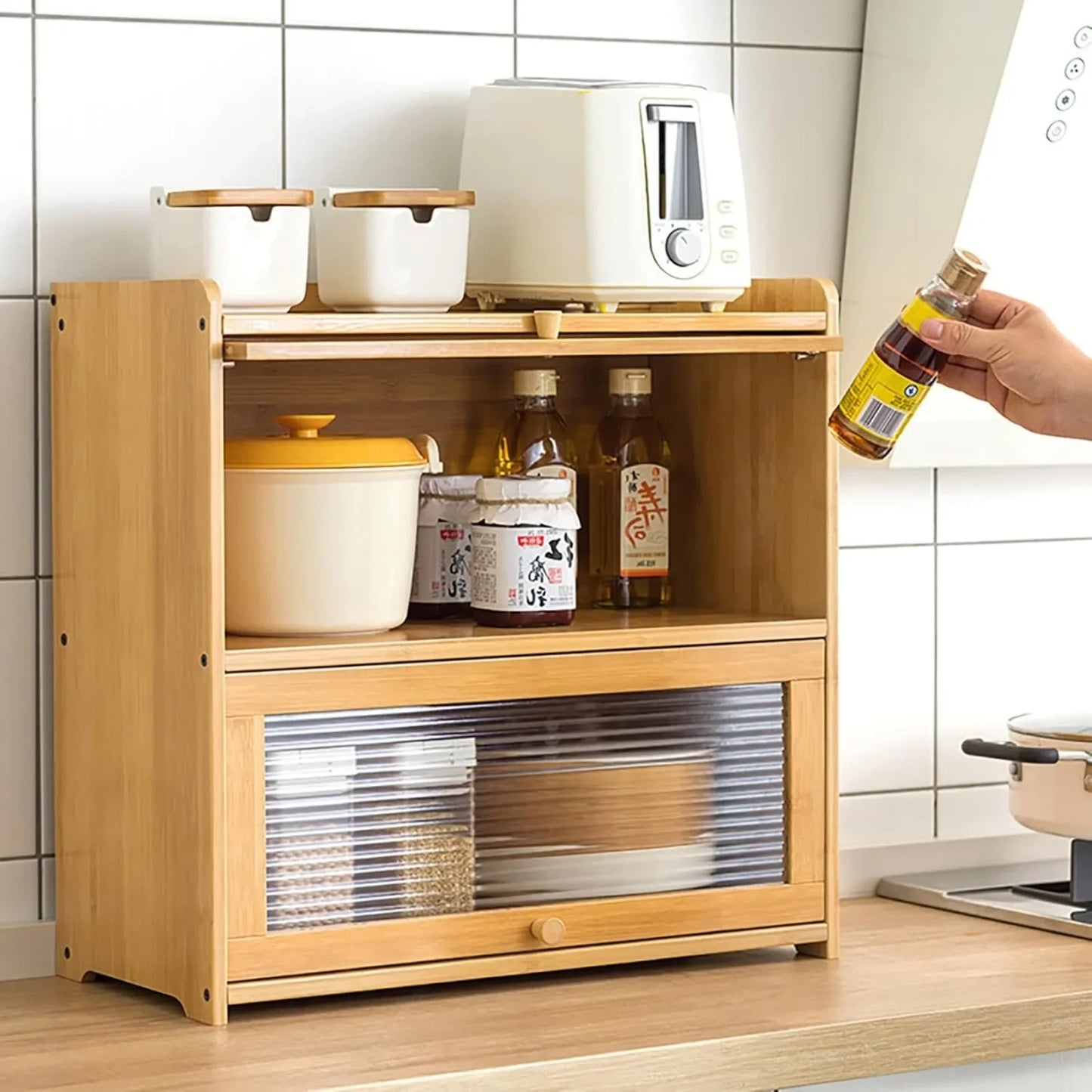 2-Tier Bamboo Storage Cabinet