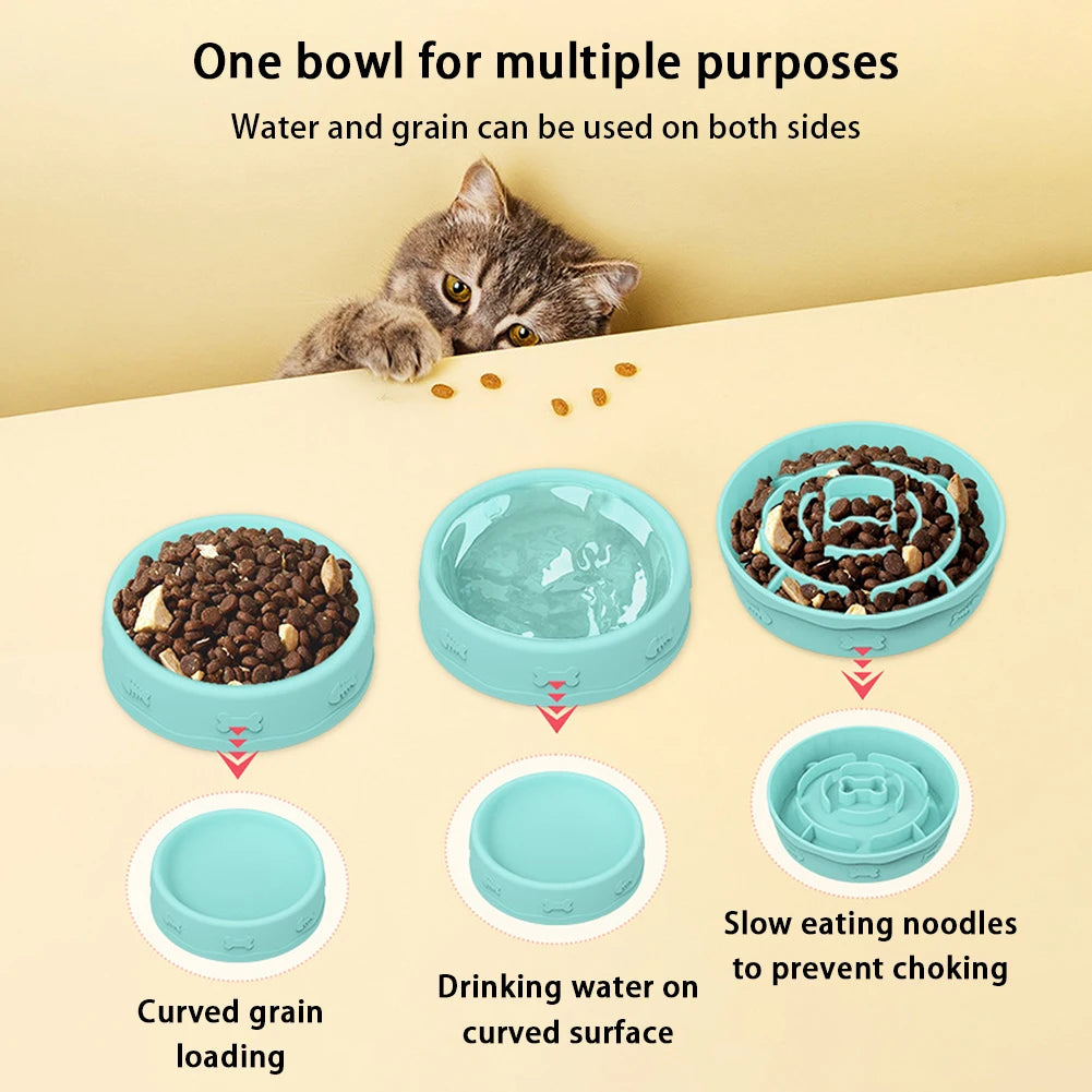 2-in-1 Pets Silicone Slow Feeder,