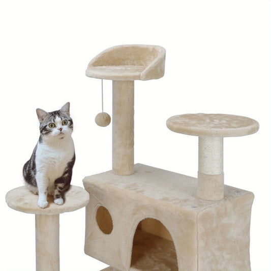 Multi-level 52" Cat Tree Tower for Multiple Cats W/Sisal Posts, Scratching Board