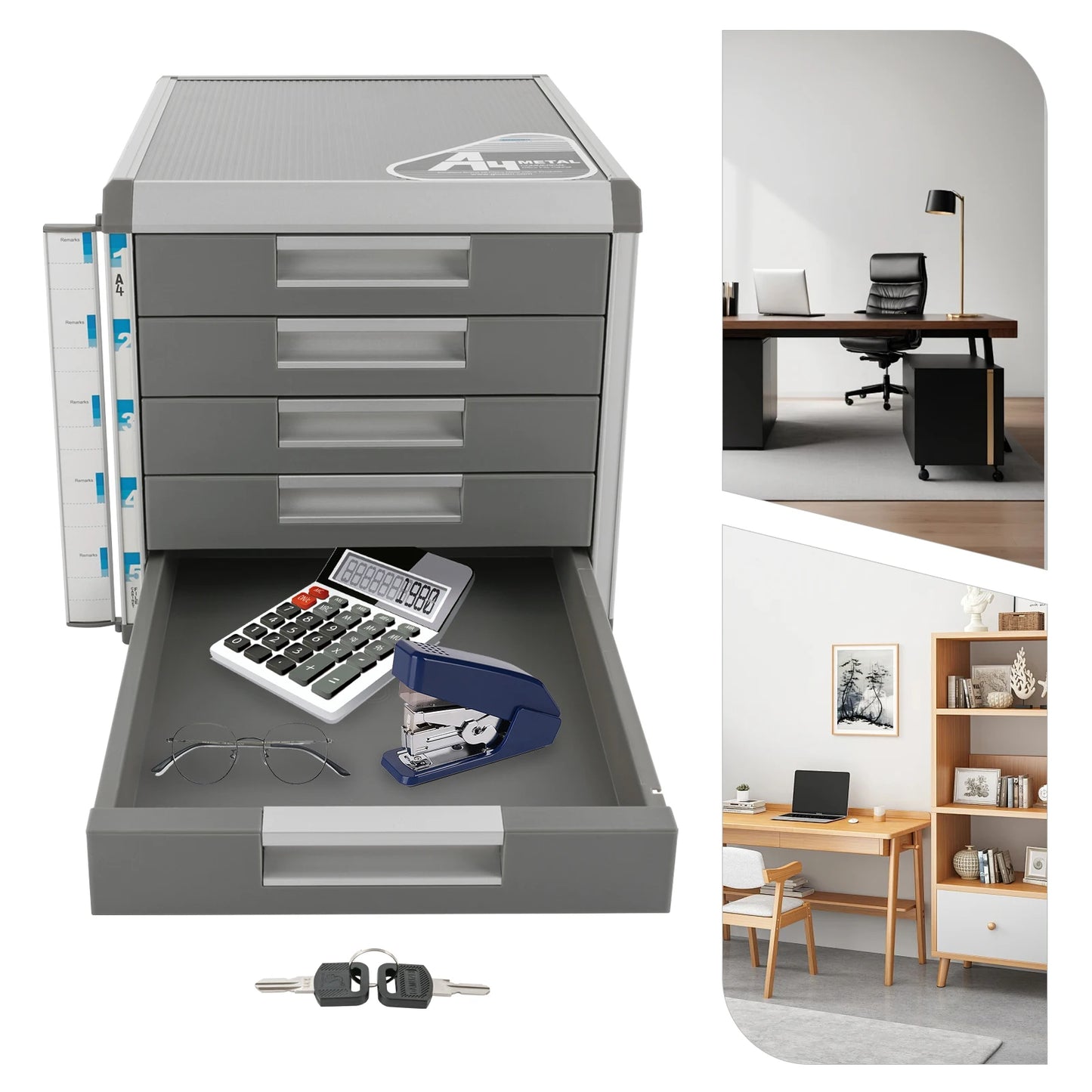 5-Drawer File Cabinet: Durable, Secure Lock, Large A4 Capacity & Space-Saving Design