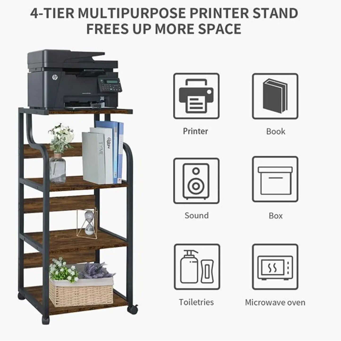 Homfa Mobile Printer Stand Scaner Rolling Cart Home Office Storage Organizer Rack Desk Organizers