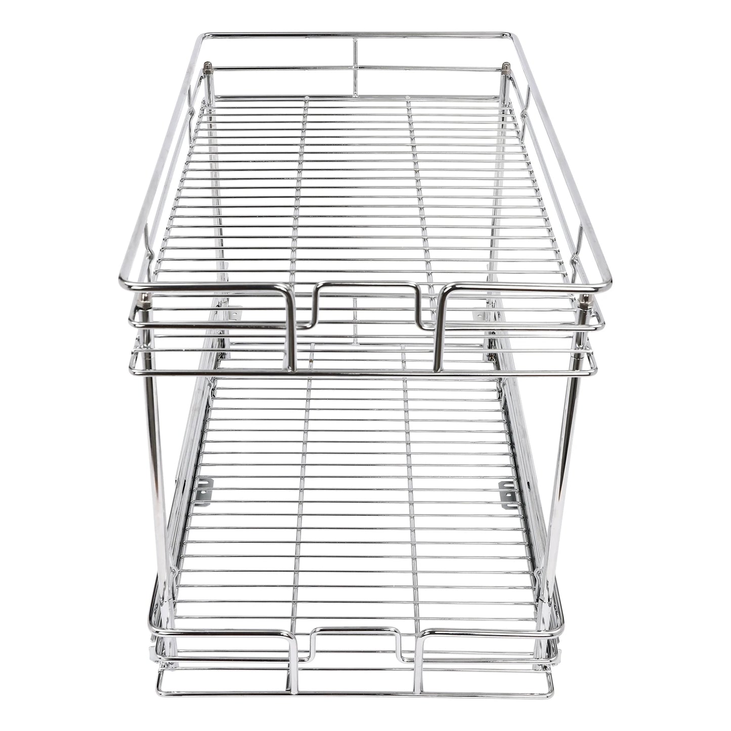 2-Tier Silver Cabinet Pull Out Shelves, Organizer Storage