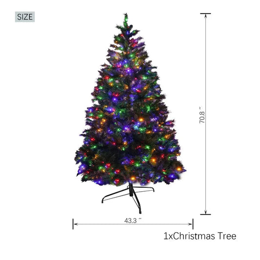 6FT PVC Festive Atmosphere Christmas Tree with 976 Branch Tips 330 LED Lights and 11 Functions