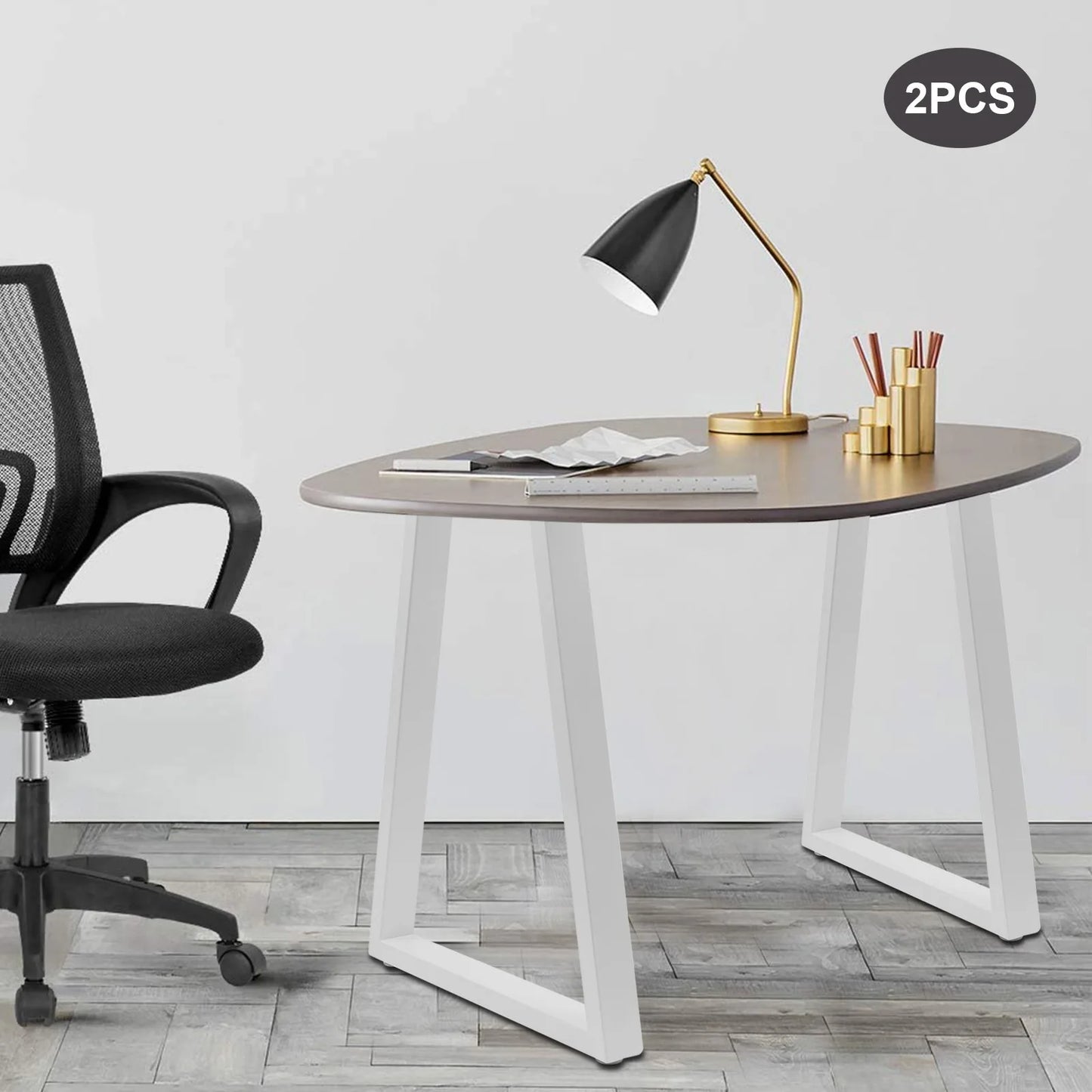 28Inch White Metal Table Legs, 2pcs Trapezoidal Table