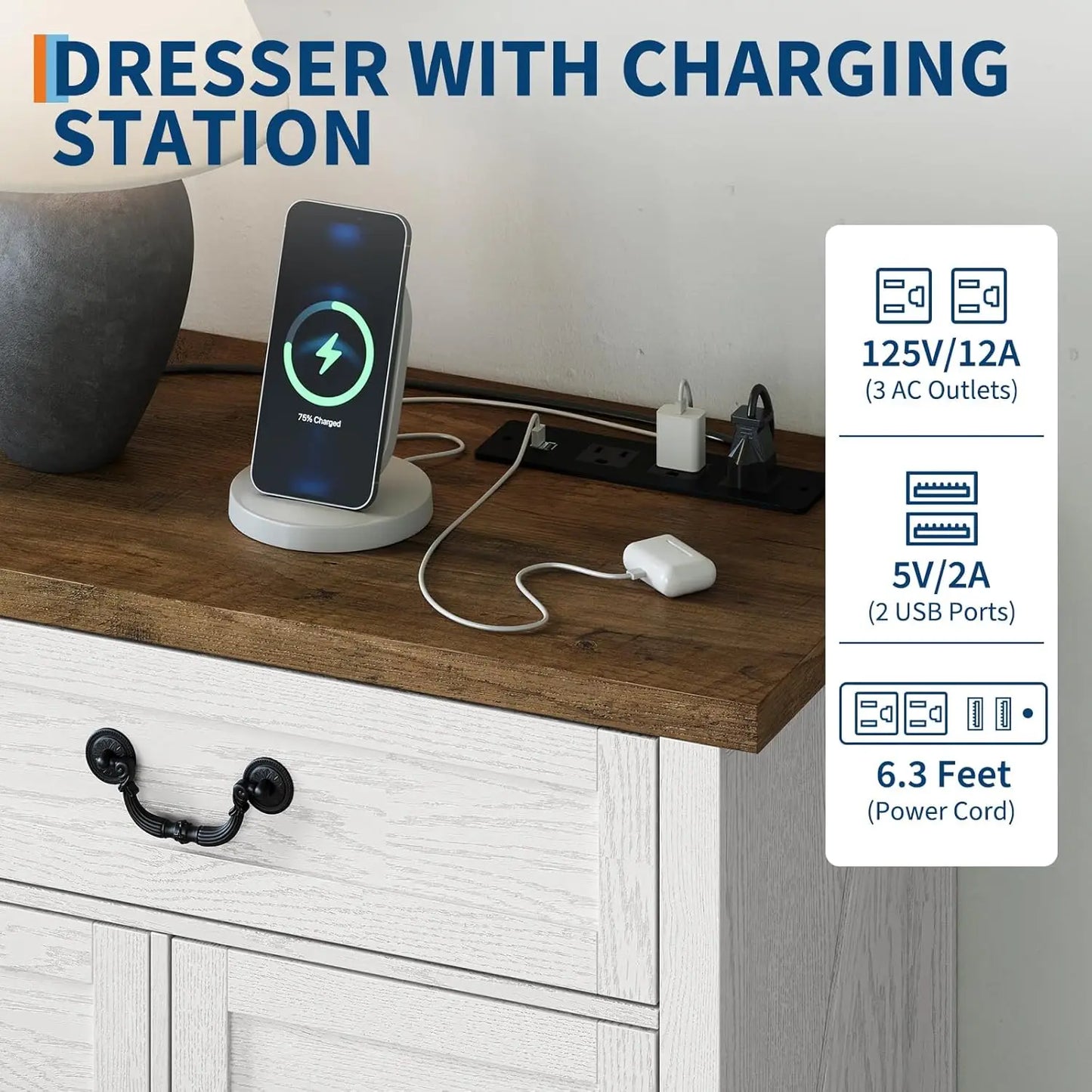 Wooden Chest of Drawer TV Stand Large Storage